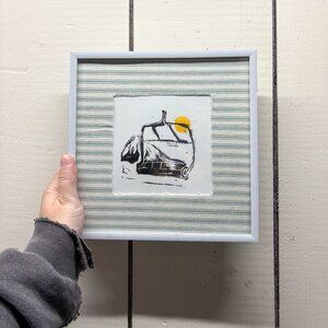 Mixed Media Framed Ski Lift Art
